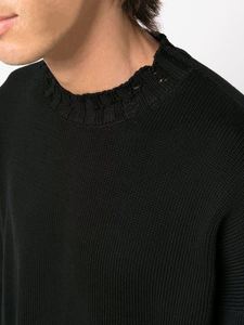 Pull en tricot personnalisé pour homme, effet usé, col rond, tricot à manches longues, pull en tricot délavé, noir uni, pulls pour homme - Product Image 2