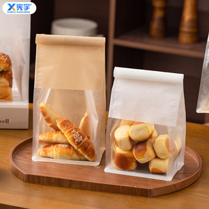 Kantong Kertas Roti Kraft Anti Minyak Kualitas Makanan, Grosir Pabrik, Dengan Jendela Transparan untuk Restoran, Donat, <span class=keywords><strong>Popcorn</strong></span>, dan Makanan Bawa Pulang - Product Image 3