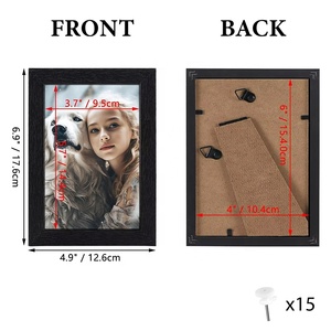 Juego de marcos de fotos Collage de grano de madera marcos de fotos negros de <span class=keywords><strong>10x15</strong></span> cm para fotos de exhibición de mesa de pared - Product Image 2