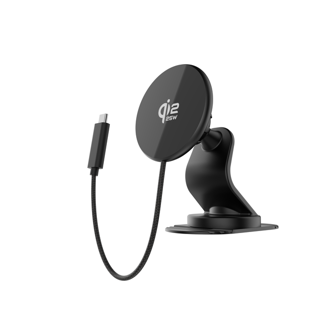 25W Car Magnetic Wireless Charger Holder Strong Magnet Microphone Support Aluminium Alloy Fast Charging QC2.0 Type-C Port Custom