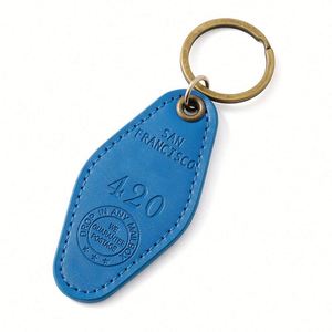 Custom Embossed Logo Silk Screen Printed PU Leather Durable Coin Holder Hotel Room Keychain with Metal <b>Hook</b> - Product Image 5