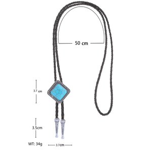 Vente directe usine : Collier pendentif en métal losange, style western <span class=keywords><strong>cowboy</strong></span>, mode sud-ouest, <span class=keywords><strong>cravate</strong></span> bolo en cuir et turquoise - Product Image 5