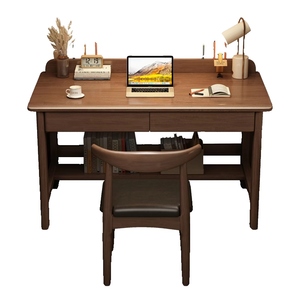 Solid Wood <b>Desk</b> Rectangle <b>With</b> <b>Drawer</b> For Home Office Student <b>Computer</b> Use 1 Person Independent Non Foldable - Product Image 5