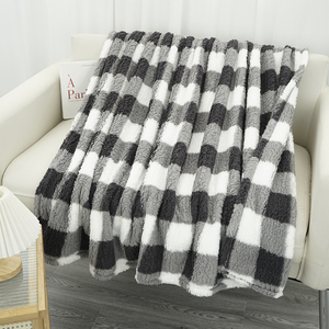 Kanepe için Ekose Polar Battaniye, Siyah Beyaz Kareli Flanel Battaniye, Kadınlar ve Erkekler için Yumuşak Buffalo Ekose Dekoratif Battaniye - Product Image 3