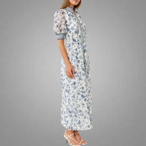 New Arrival Flower Print <strong>Maxi</strong> <strong>Dresses</strong> Women Short Sleeve Pockets Causal <strong>Dress</strong> Front Button Ruffle Belt <strong>Dresses</strong> <strong>Online</strong> - Product Image 3