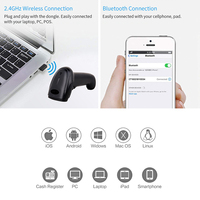 Lecteur de codes-barres 2D portable sans fil Lecteur de codes-barres OCR BT 2.4G Lecteur de codes QR avec support