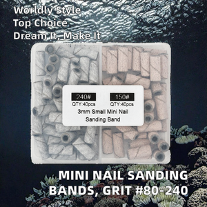 Mini-bandes de ponçage pour ongles, grains 80, 120, 150, 180, 240, en acier inoxydable, tige de 3,2 mm, tambour de remplacement pour perceuse à ongles électrique - Product Image 2