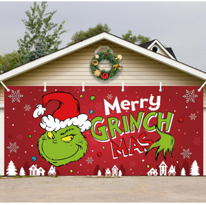 Poliéster <span class=keywords><strong>Merry</strong></span> <span class=keywords><strong>Grinchmas</strong></span> Banner colgante grande telón de fondo para puerta de garaje decoraciones navideñas - Product Image 1