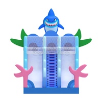 Toboggan gonflable géant requin océanique en PVC robuste 8x4.5x6.8m avec échelle d'escalade pour location de fêtes d'anniversaire - Vente en gros usine