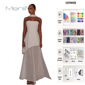 Robe de soirée élégante pour femme avec haut <span class=keywords><strong>tube</strong></span> sexy, maille irrégulière, fente, <span class=keywords><strong>jupe</strong></span> <span class=keywords><strong>longue</strong></span> et écharpe - Product Image 1