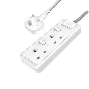 Childproof Design UK Power Strip 2 Ways UK standard Extension Socket Integrated Plug 13A 250V With Fuse And Safety Shutter