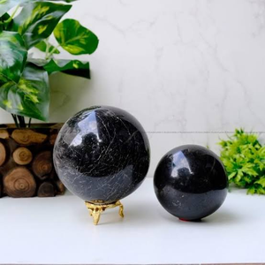 Esfera de Cristal de Turmalina Negra, Bola de Piedra Preciosa Negra Natural, Especímen Mineral Redondo Pulido, Adorno Decorativo para el Hogar - Product Image 3