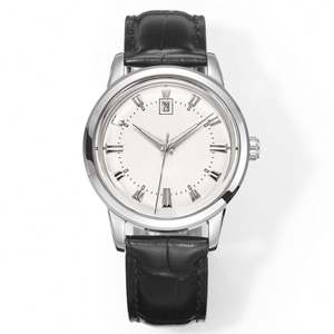 Elegante Reloj de Vestir con Números Romanos Antiguos para Hombre, con Esfera de Agujas, Caja de Acero Inoxidable Negra, Correa de Cuero, Reloj de Cuarzo - Product Image 1