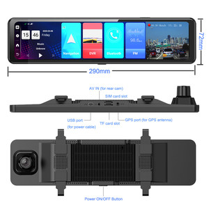 4G lte WiFi SIM 12 pollici Car dvr dash cam specchietto retrovisore Android 8.1 Dash Cam navigazione GPS ADAS Full HD 1080P car <span class=keywords><strong>black</strong></span> box - Product Image 4