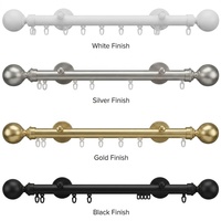 Ensemble de tringles à rideaux de luxe 1-1/8 po en métal robuste avec embouts sphériques pour aménagements de fenêtres sur mesure
