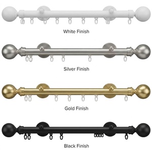 Conjunto de Varão de Cortina de Luxo 1-1/8 polegadas, em Metal Reforçado, com Ponteiras Esféricas para Tratamentos de Janela Personalizados - Product Image 1