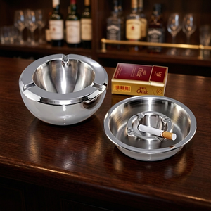 Cenicero Redondo Portátil de Acero Inoxidable Clásico para Hotel, Hogar, Restaurante y Automóvil - Product Image 3