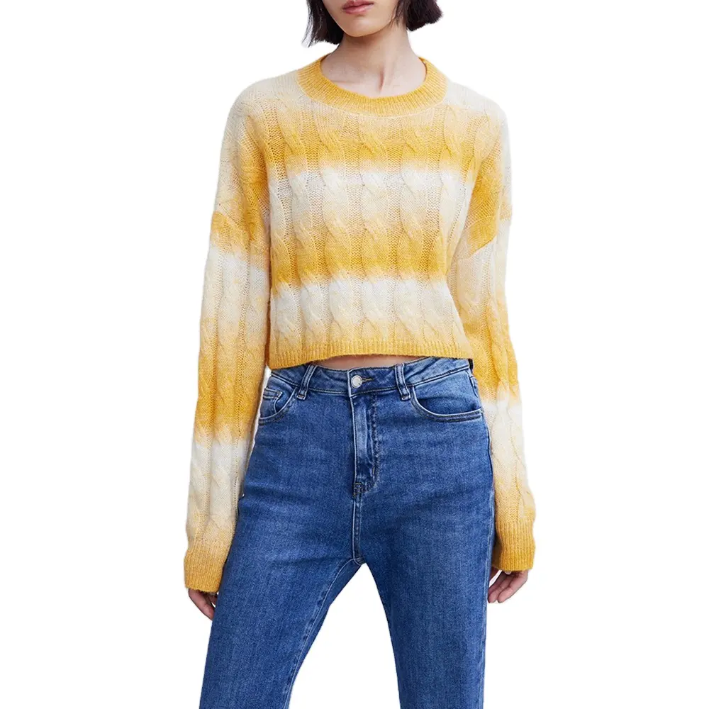 Spring Autumn Loose Casual Short Pullover Round Neck Long Sleeve Fashion Women's Knitted Sweater