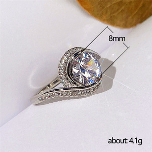 Anello a grappolo con gambo intrecciato per donna, gioiello da dito elegante e scintillante alla moda - Product Image 5
