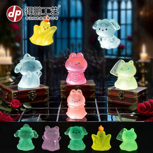 Mini figurines lumineuses d'animaux d'Halloween (chien, vampire, lapin) en résine, décorations de bureau pour enfants de 7 à 12 ans - Product Image 1