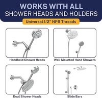 Tuyau de douche flexible en acier inoxydable 304 Metalique 260001, poli miroir, universel G1/2, 1,8 m, facile à installer