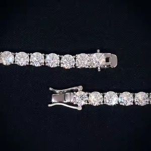 Ensemble de main MOISSANITE Stones Prong Cuban Link Chain Necklace Solid 925 Sterling Silver W/Rhodium Finish PASSES DIAMOND Tester - Product Image 3