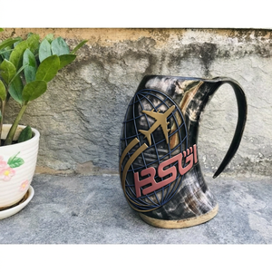 Hot Selling Customized Eco-Friendly Lightweight Reusable Real Cow/Buffalo Ox Horn American Style Beer Drinking Mugs BS - Product Image 1