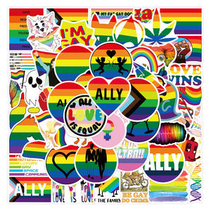 50 Uds. Pegatina de pared Gay colorida mixta, decoración de PVC impermeable personalizada, pegatinas de fiesta de homosexualidad para adultos, álbum de recortes de teléfono - Product Image 3