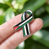 Broche personnalisée en alliage de zinc, émail souple et dur, accessoire vestimentaire, carte de la Palestine, drapeau national, forme de ruban, épingles de revers