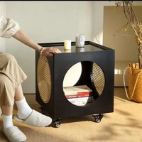 Table basse moderne en bois massif, table à thé mobile en forme de cube, vente en gros, nouveau design, table d'appoint pour salon et chambre, mobilier