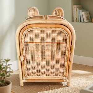 Armoire enfant en rotin Nhat Minh avec dessus arqué en forme d'oreilles d'ours, rangement écologique pour chambre d'enfant - Product Image 3