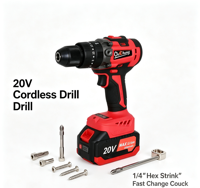 Perceuse sans fil Li-Ion 20V, 2 vitesses 600/2000 tr/min, couple maximal de 100 N.m, capacité de mandrin de 13 mm, perceuse électrique pour le perçage