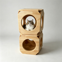 Structure murale d'escalade pour chat personnalisée en usine, mobilier pour animaux de compagnie, hamac décoratif fabriqué à partir de panneaux en hemlock collés sur les bords