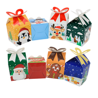 Boîte d'emballage cadeau de Noël avec nœud petites boîtes à biscuits pour bonbons fête de vacances faveur fournitures boîtes de cadeaux de Noël pour cadeau