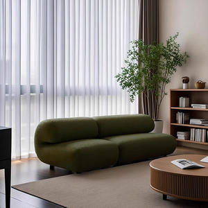 Canapé droit ovale en tissu floqué rembourré avec rembourrage en mousse pour salon - Product Image 4