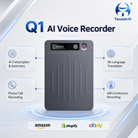 Enregistreur vocal IA Q1 64 Go alimenté par ChatGPT 4o, enregistrement d'appels téléphoniques, dispositif de conversion vocale en texte, 80 langues, résumé de réunion