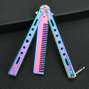 Pettine a Farfalla in Acciaio Inossidabile per Allenamento, <span class=keywords><strong>Spazzola</strong></span> per Capelli per Pratica Balisong, Strumento per Flipping per Principianti - Product Image 3