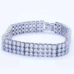 Stainless Steel Jewelry Full Pave Setting 3 Layer Zircon Bracelet