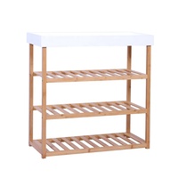Table de Console d'entrée en bambou avec support de rangement, étagère à chaussures, Table blanche pour salon, côté canapé