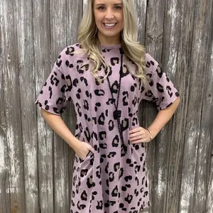 wholesale summer leopard prints dress casual short sleeve dresses new arrival designer women's clothing