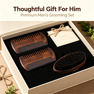 Ensemble de peigne et <span class=keywords><strong>brosse</strong></span> <span class=keywords><strong>à</strong></span> <span class=keywords><strong>barbe</strong></span> en bois naturel personnalisé avec logo de qualité supérieure, <span class=keywords><strong>brosse</strong></span> <span class=keywords><strong>à</strong></span> <span class=keywords><strong>barbe</strong></span> en poils de sanglier pour hommes - Product Image 4