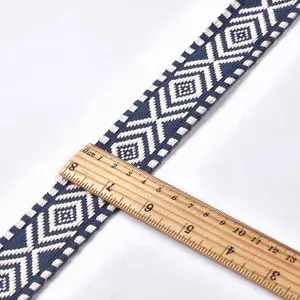 Accesorios de ropa populares de 38mm cinta jacquard a cuadros geométricos correas de correa de algodón de 1 "personalizadas para bolsos