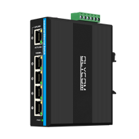 Amplificador de Voltaje 12v/24v/48v DC con Entrada de Alimentación y Switch PoE Industrial de 5 Puertos para Sistemas de Energía Solar