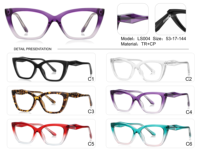 Montures optiques œil-de-chat tendance TR90 avec verres anti-lumière bleue, montures de lunettes de vue pour myopie, couleur dégradée, vente en gros pour homme et femme