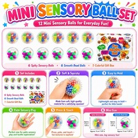 Lot de balles sensorielles TPR colorées anti-stress pour enfants de 5 à 7 ans et adultes