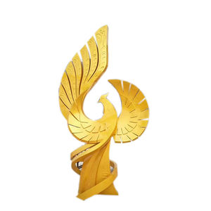 Großer goldener Phoenix Metallroter Phönix-Edelstahl-Skulptur - Product Image 1