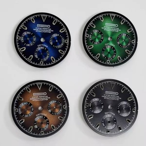Nuevas piezas de repuesto para reloj, esfera de cronógrafo triple de 29.5MM, esfera luminosa verde para movimiento VK63 - Product Image 1