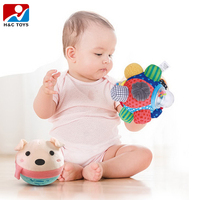 Balle à main en coton pour bébé, en peluche, anneau apaisant pour bébé, hochet, jouets de développement sensoriel