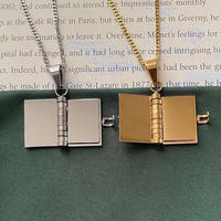 Personnalisé en acier inoxydable livre Pages médaillon coeur collier Couple Style personnalisé ouvert fermer personnalisé livre amant cadeaux collier