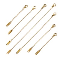 Rallonge de chaîne en acier inoxydable 5,5/7,5/10,5/13 cm, rallonge de collier réglable avec fermoir mousqueton pour bijoux DIY, lot de 10 pièces